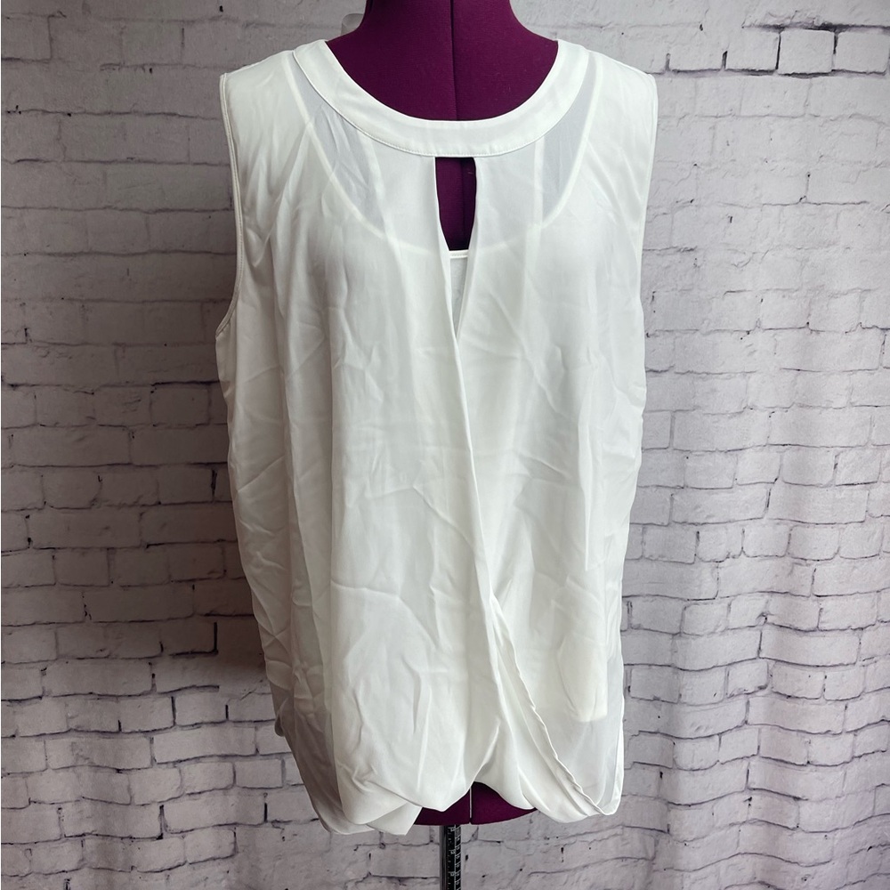 41 Hawthorne white sleeveless splice blouse size XL